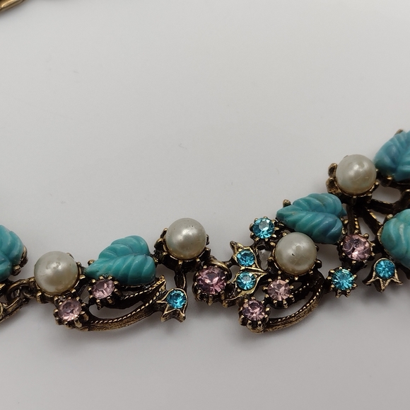 RARE Vintage 1950s 10k Gold Plated Necklace & Clip Earring Set - Picture 9 of 16